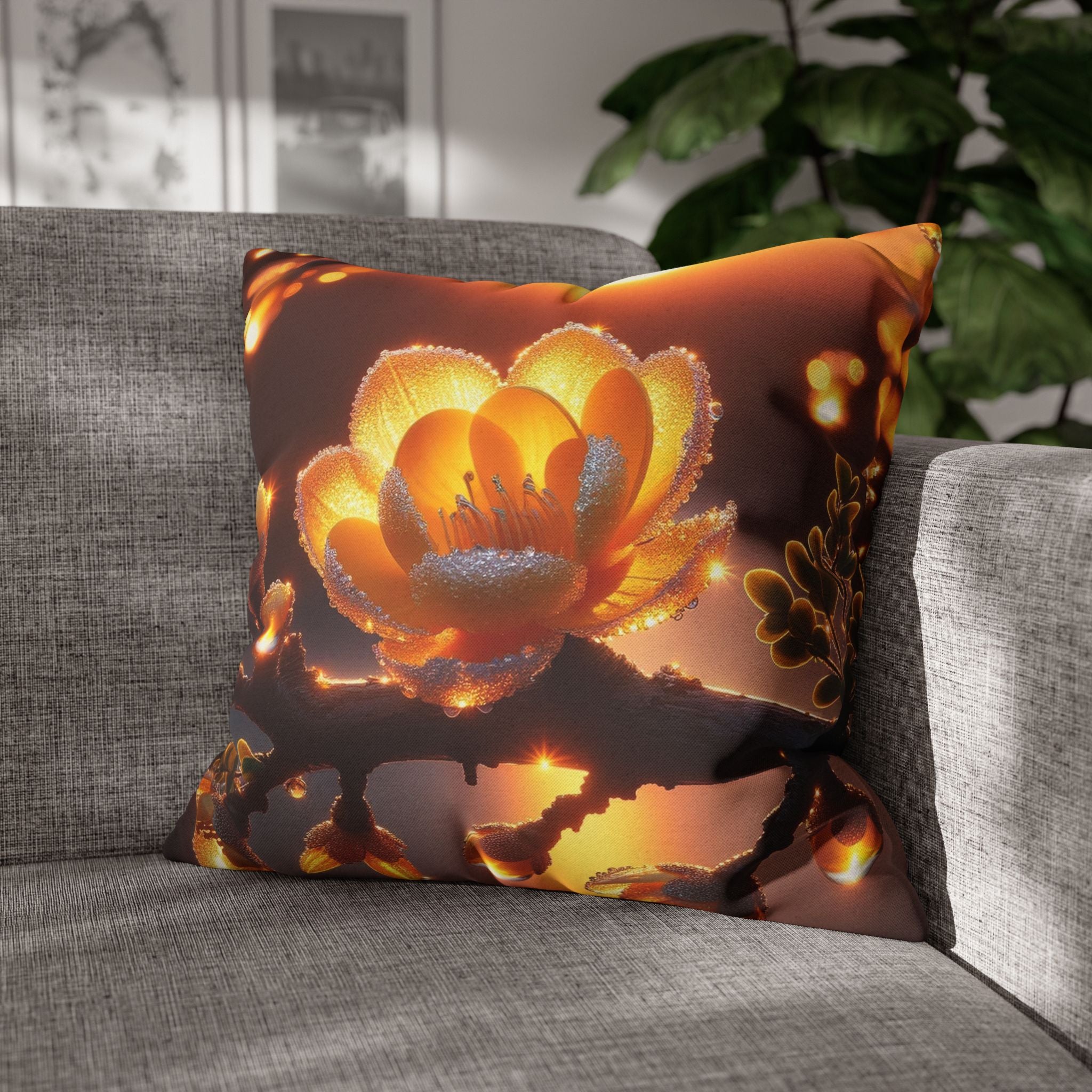 Big yellow flower  - Polyester Square Pillowcase