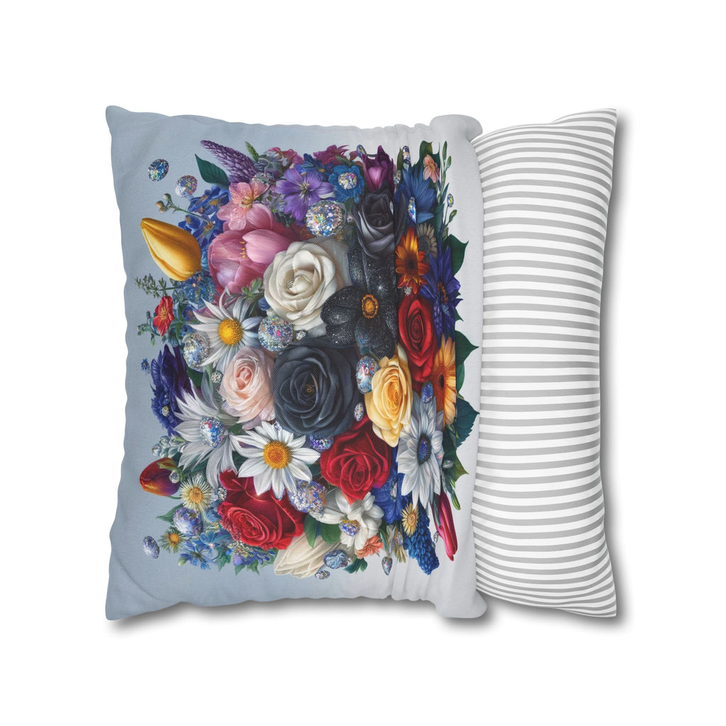 Colourful Bouquet (light-blue background) - Polyester Square Pillowcase