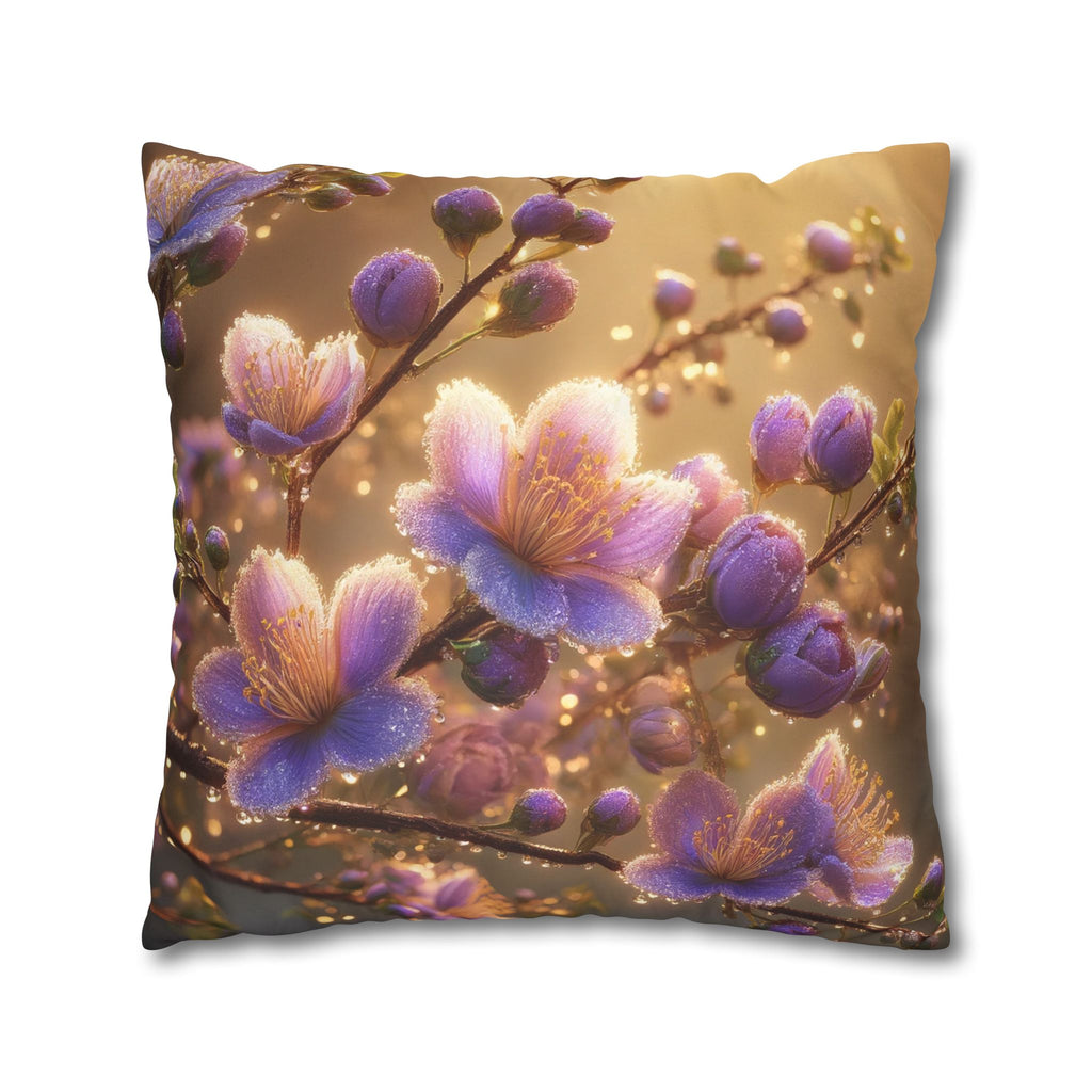 Purple and white flowers - Suede Square Pillowcase