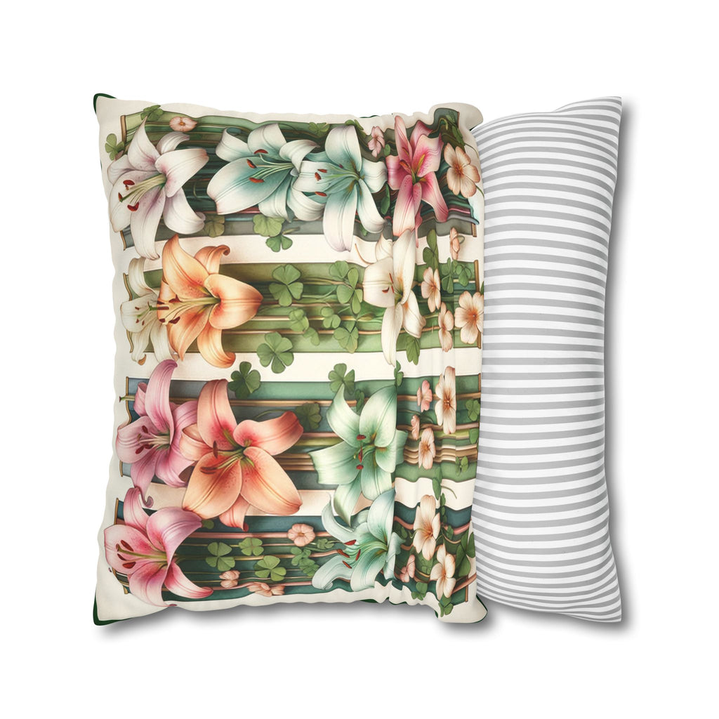 Lilies on a wall - Suede Square Pillowcase