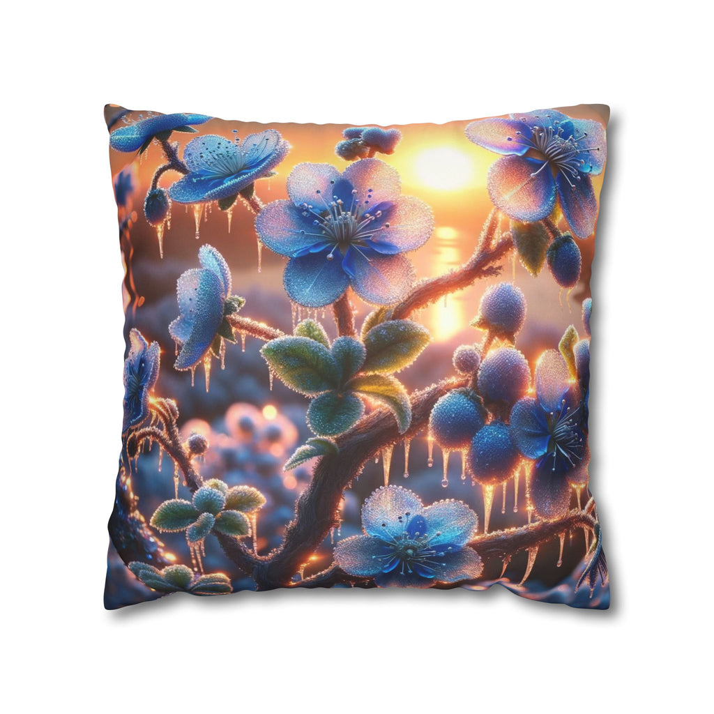 Blue, diamond flowers (in sun set) - Suede Square Pillowcase