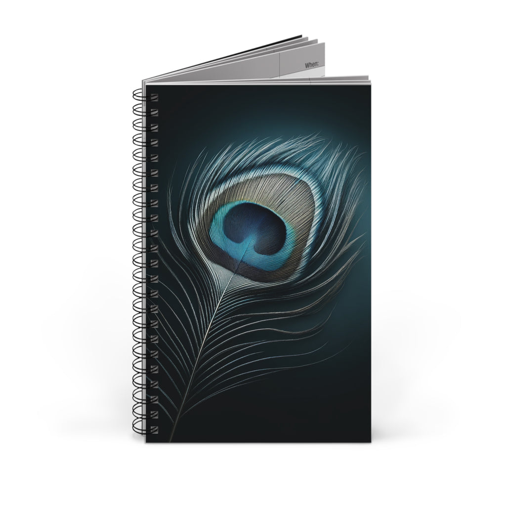 Fantasy Peacock Feather in Silver-blue - Spiral Journal