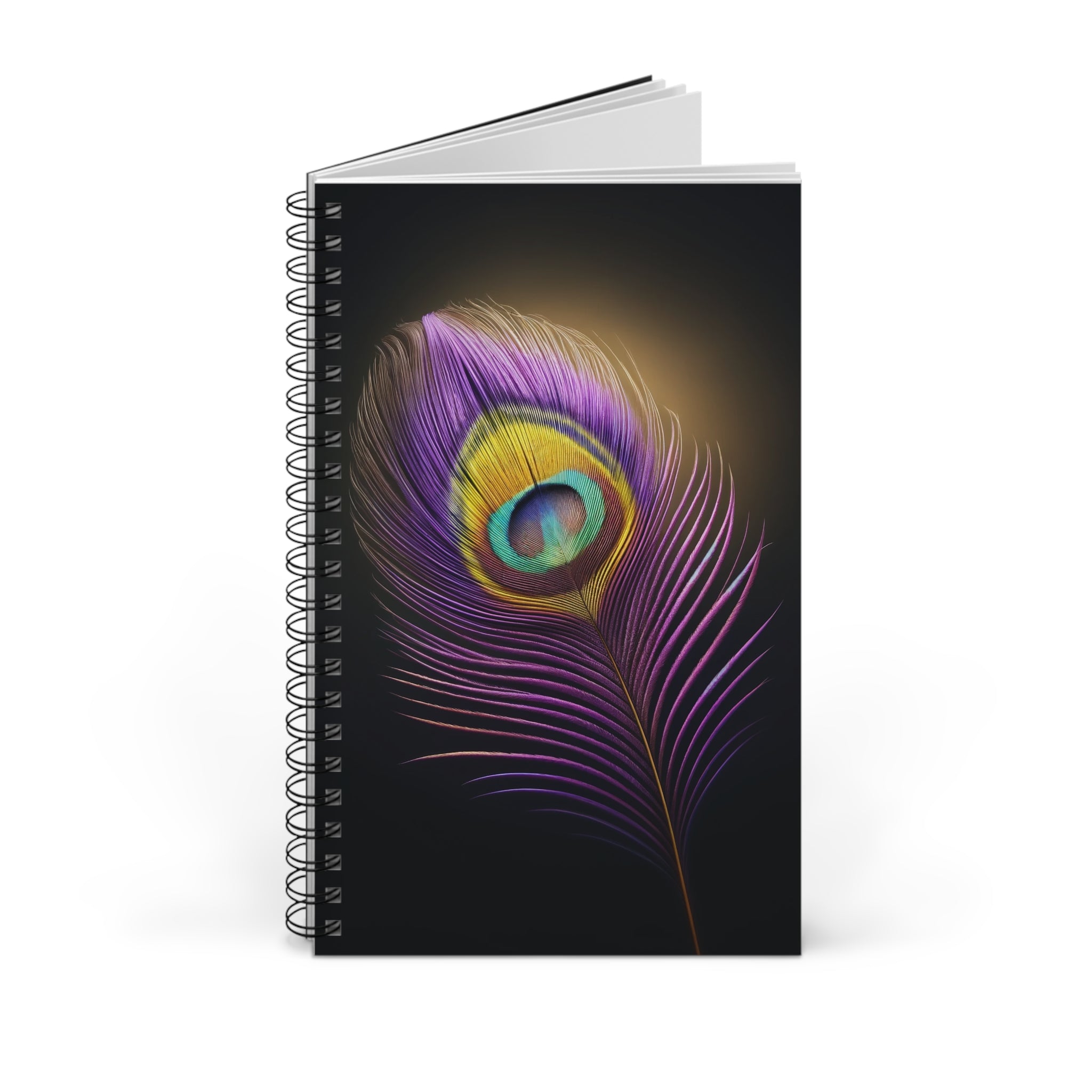 Fantasy Peacock Feather (Purple-Yellow) - Spiral Journal