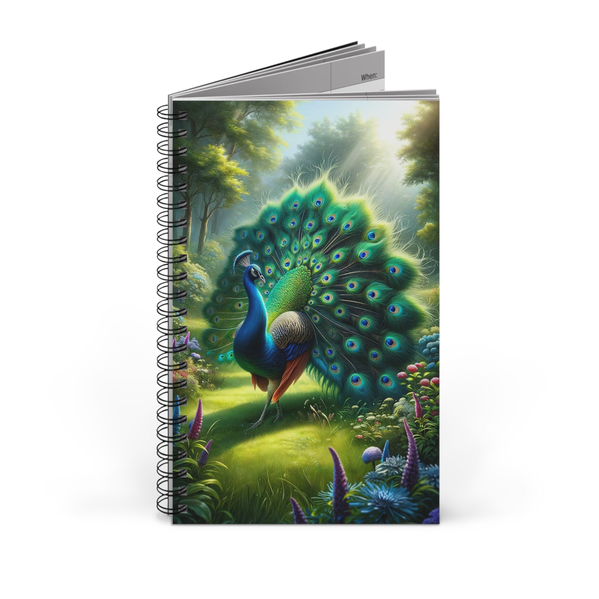 Vibrant Green Peacock - Spiral Journal