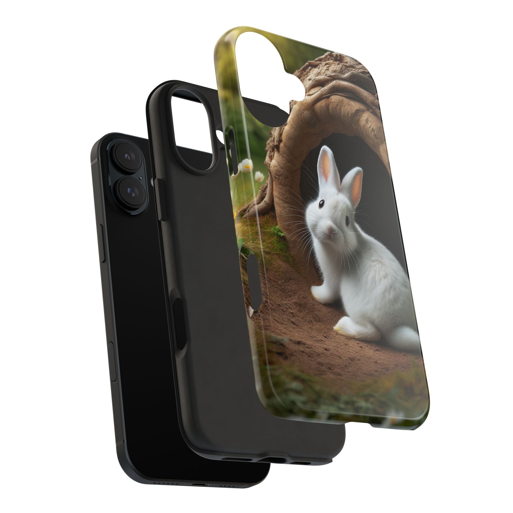 White curious rabbit - Tough Phone Case