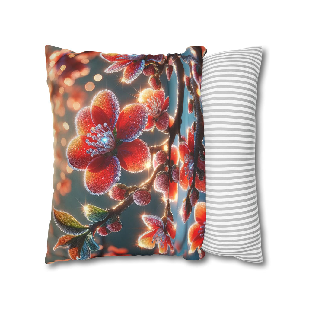 Red diamond flowers (in sun rise) - Suede Square Pillowcase