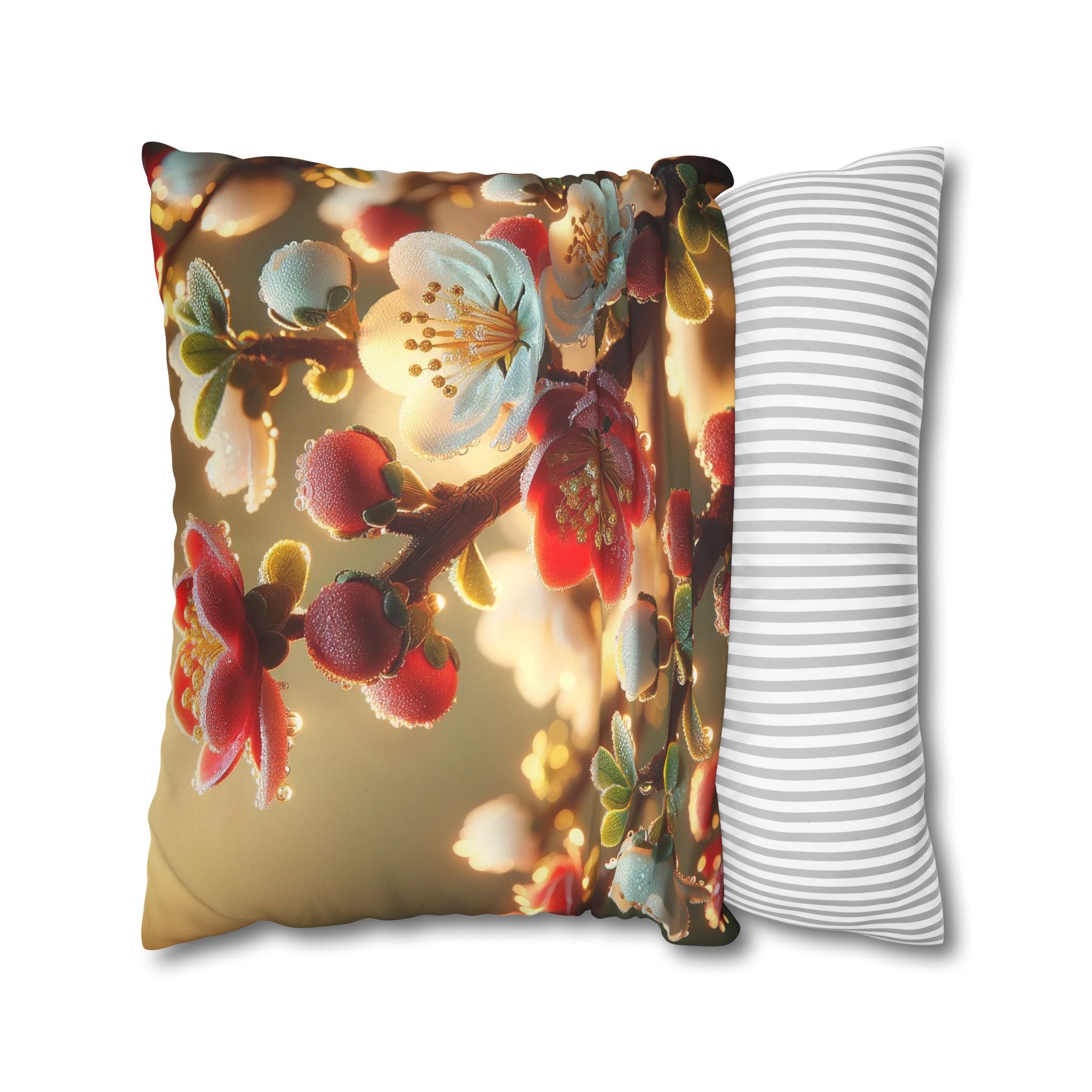 Red and white flowers - Suede Square Pillowcase