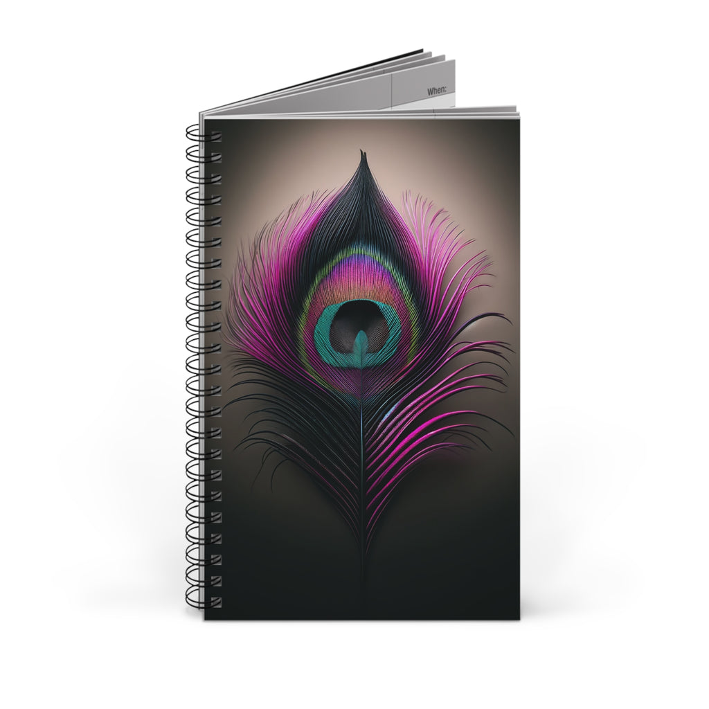 Fantasy Peacock Feather black-fuchsia (2) - Spiral Journal