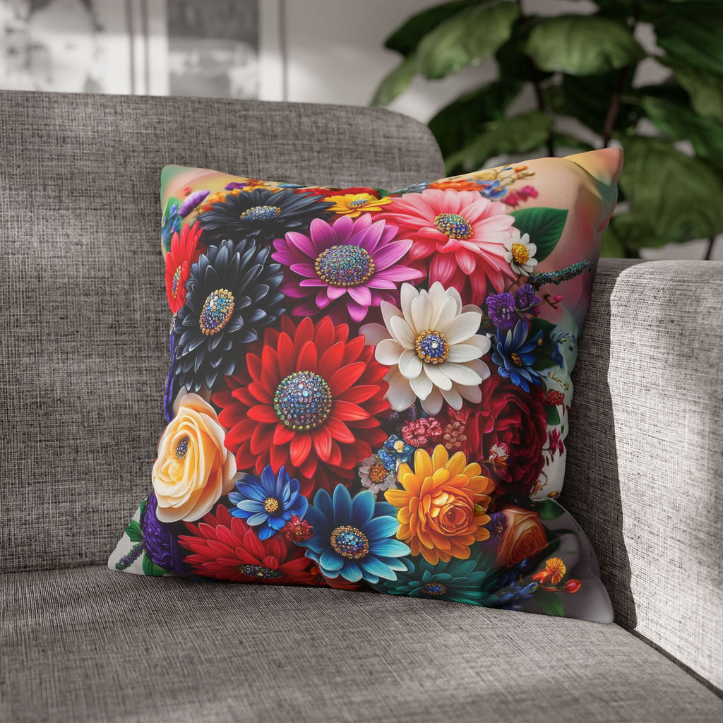 Colourful Bouquet of bright coloured flowers - Suede Square Pillowcase