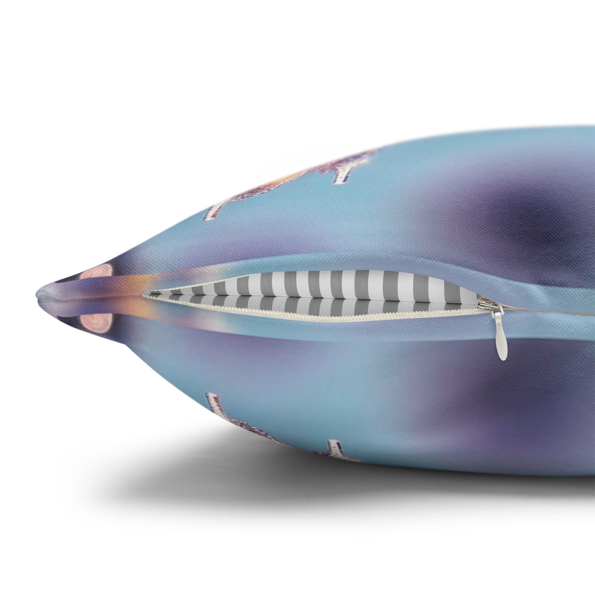 Lavender coloured flowers with sky blue background -  Polyester Square Pillowcase