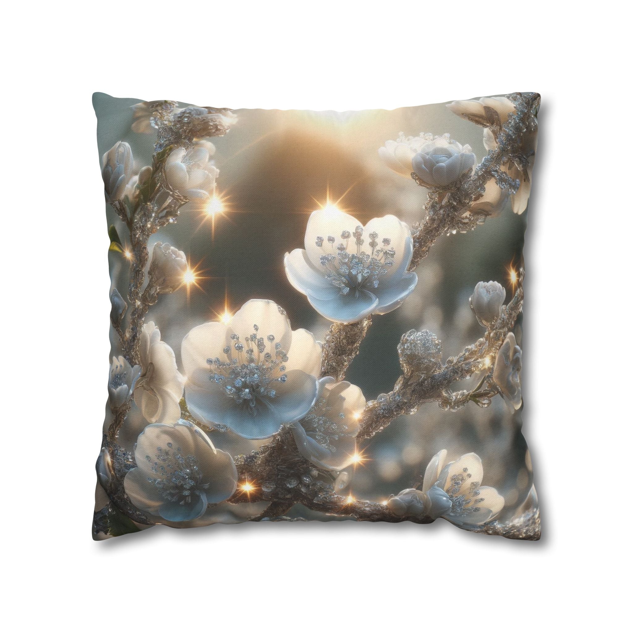 Small white flowers - Polyester Square Pillowcase