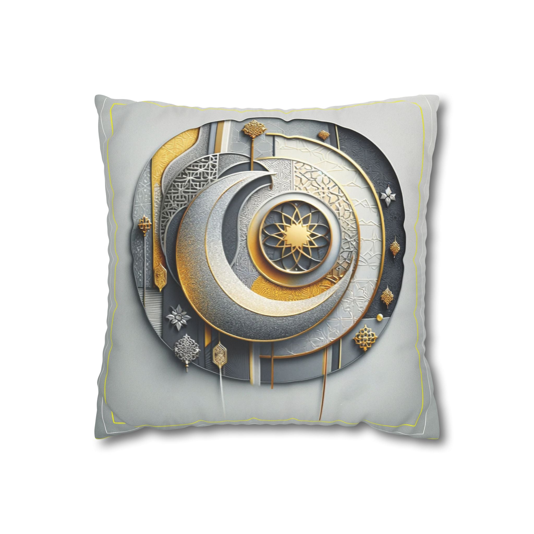 Islamic Art (gold, silver and grey) - Suede Square Pillowcase