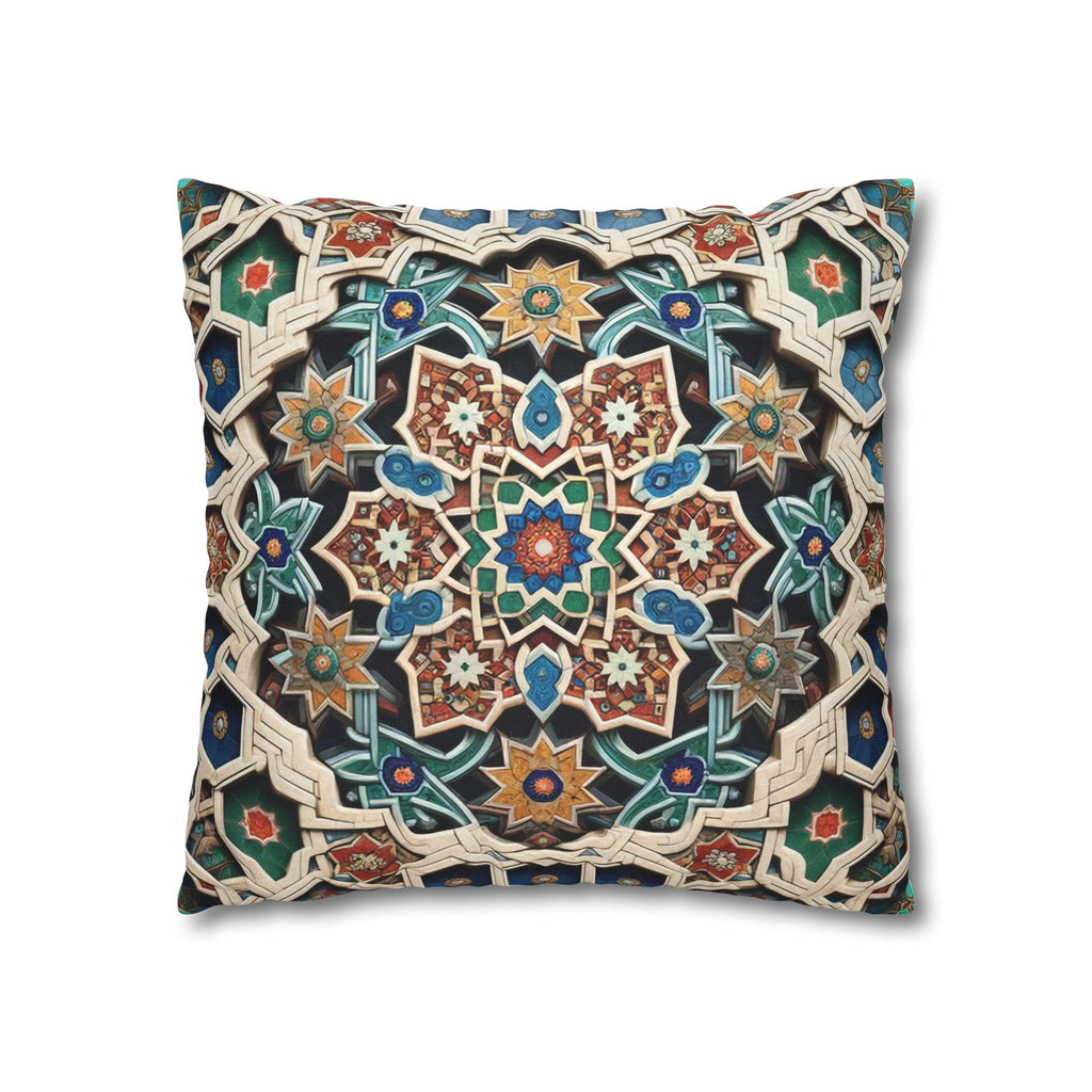 Persian Art , orange-blue - Polyester Square Pillowcase