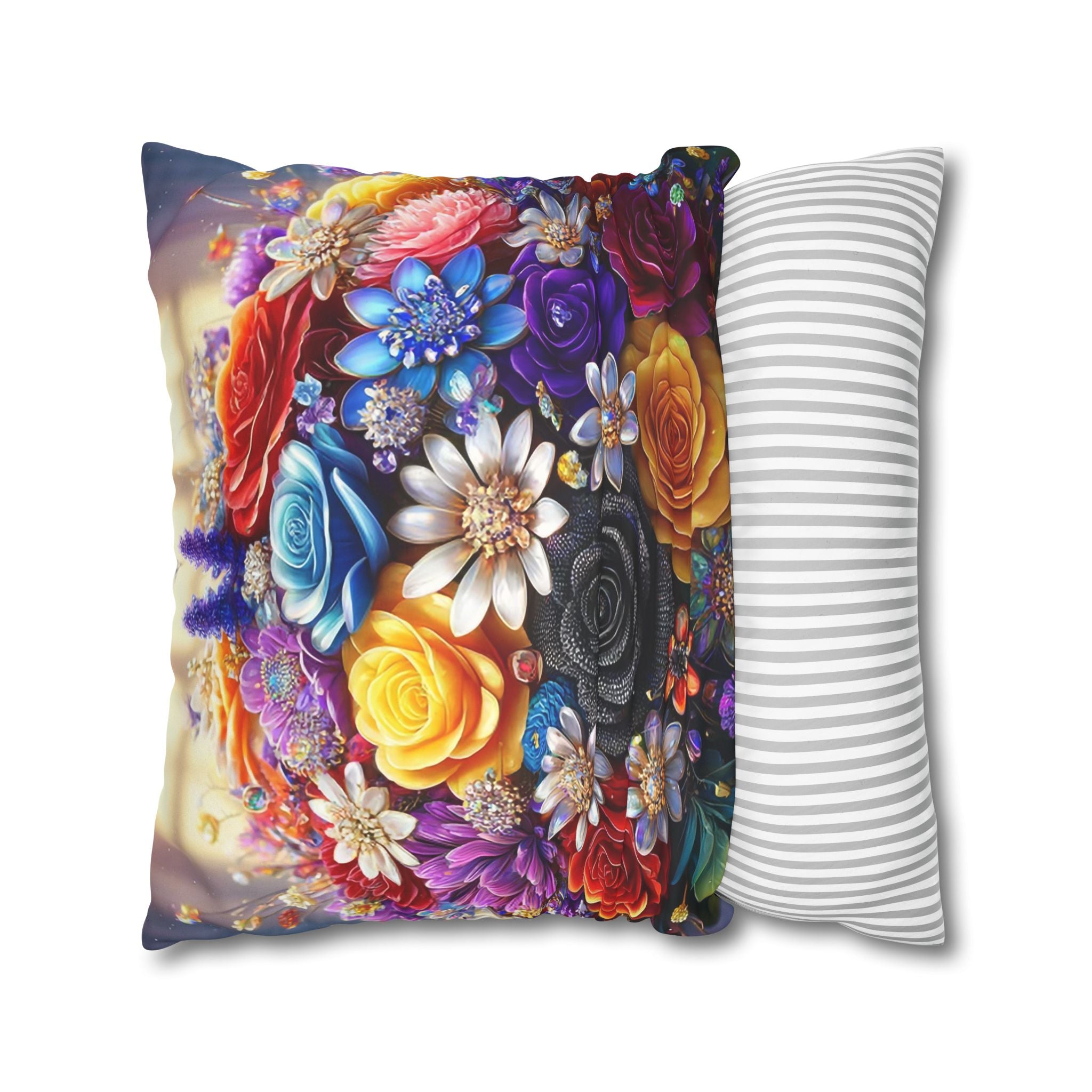 Bouquet of colourful flowers (in the sun) - Suede Square Pillowcase