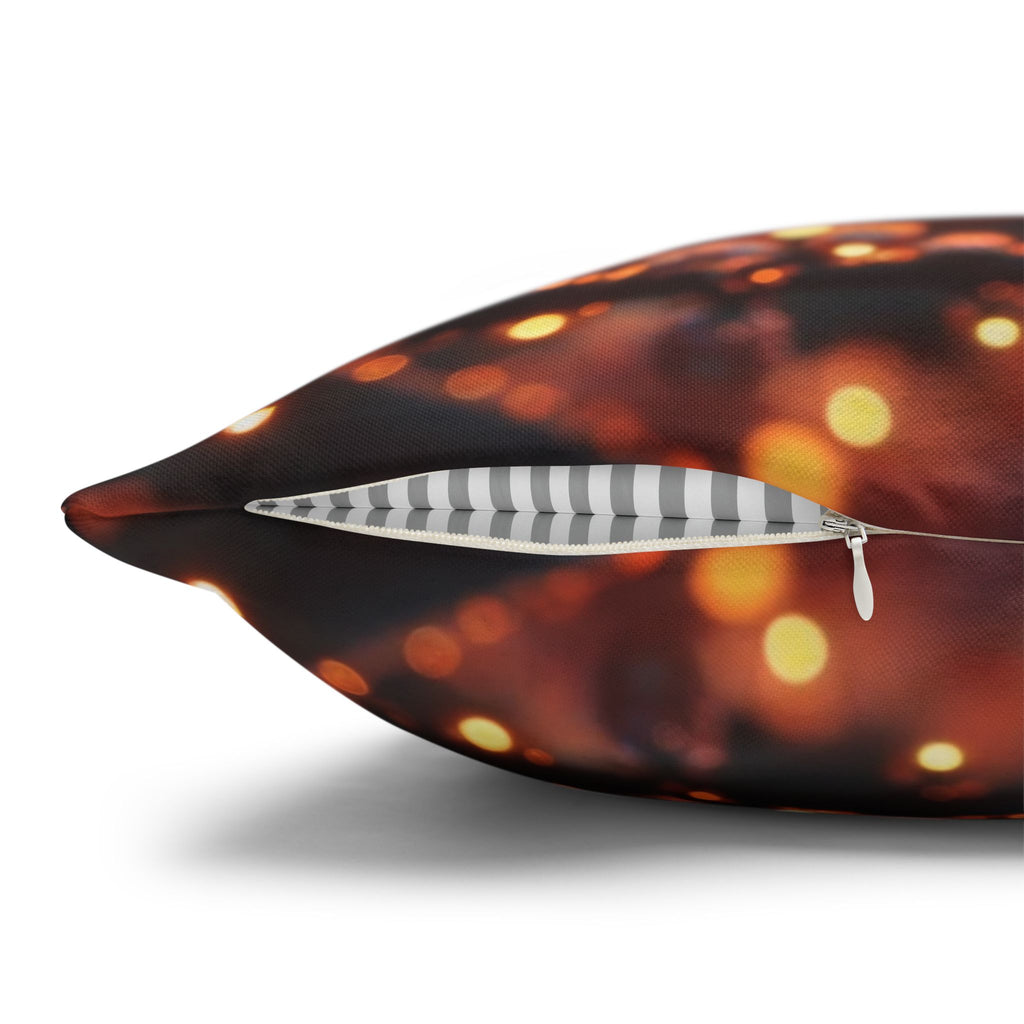 Orange flowers (brown background) - Polyester Square Pillowcase