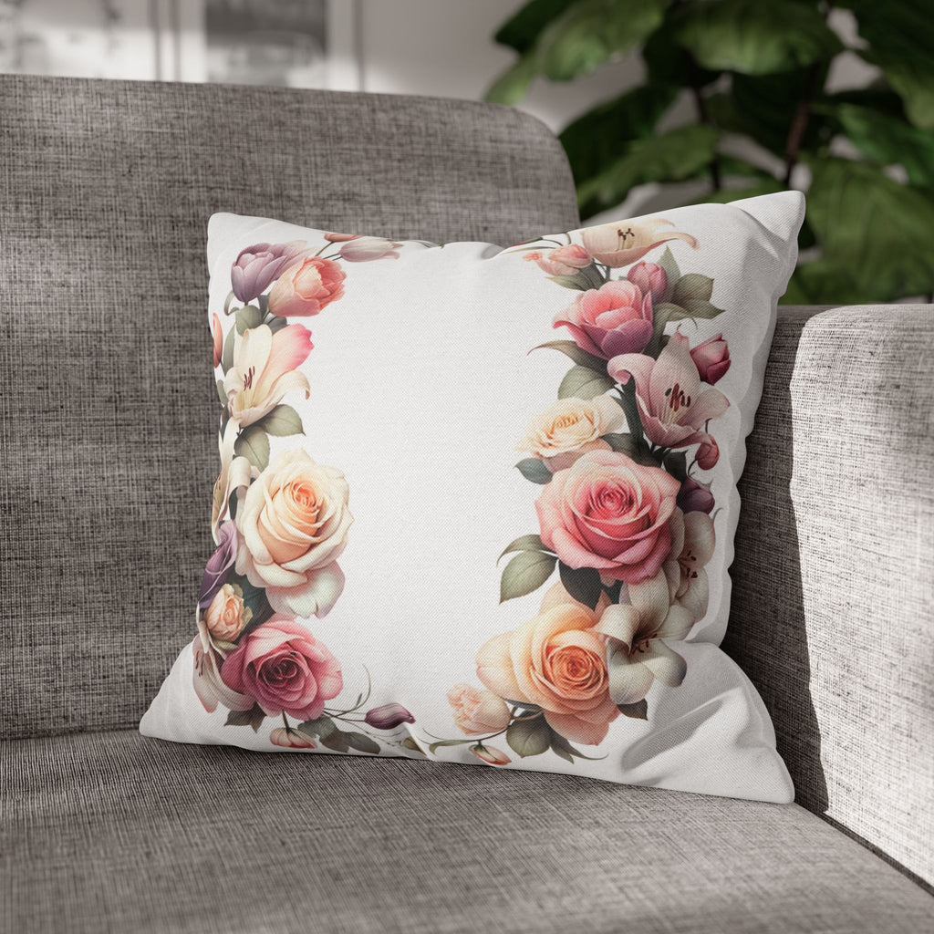 Roses on white background - Polyester Square Pillowcase