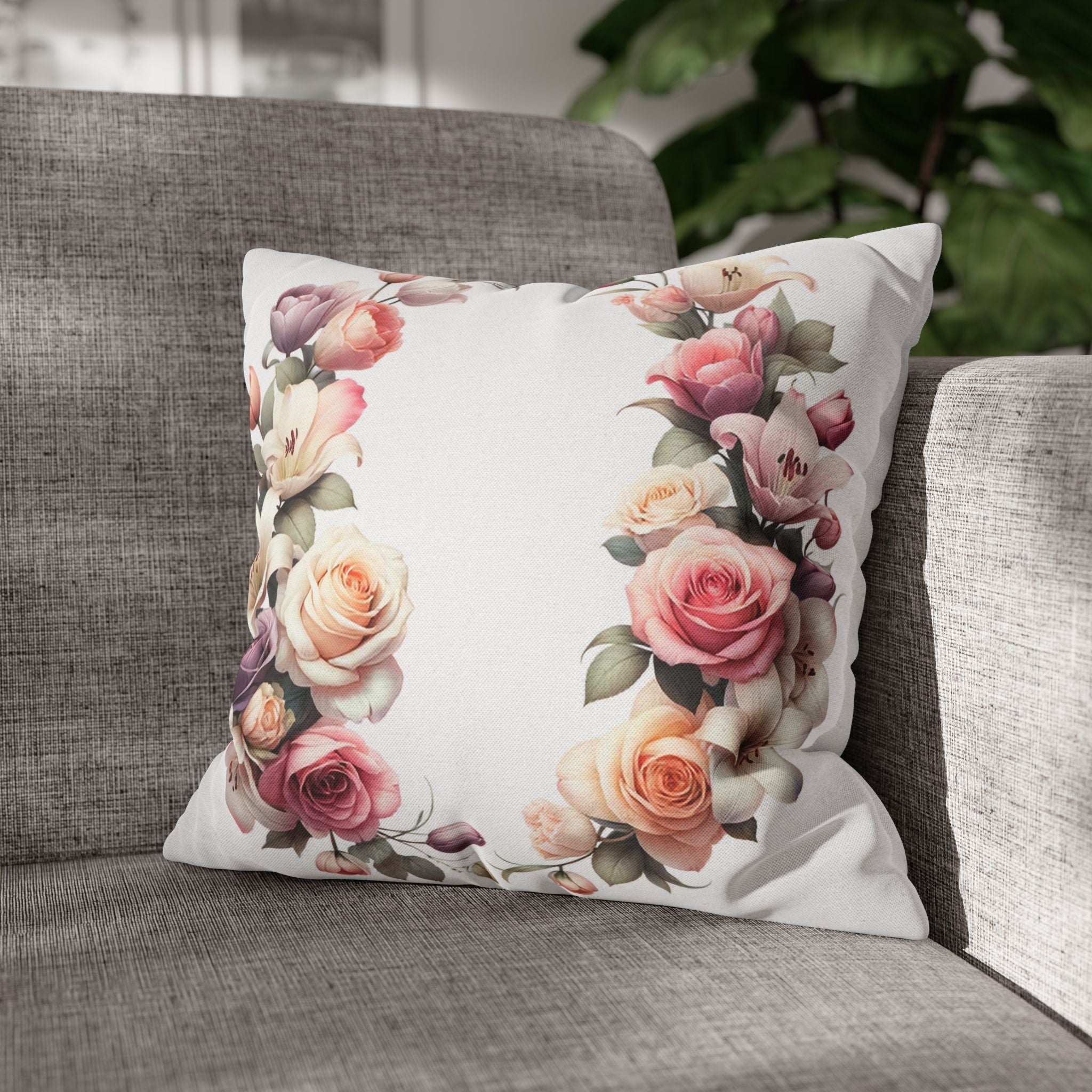 Roses on white background - Polyester Square Pillowcase
