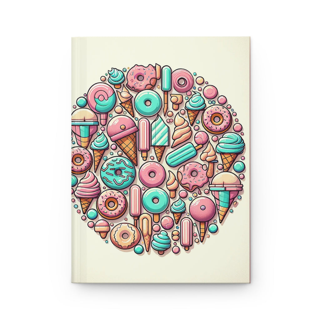 Circle of donuts and ice cream - Hardcover Notebook