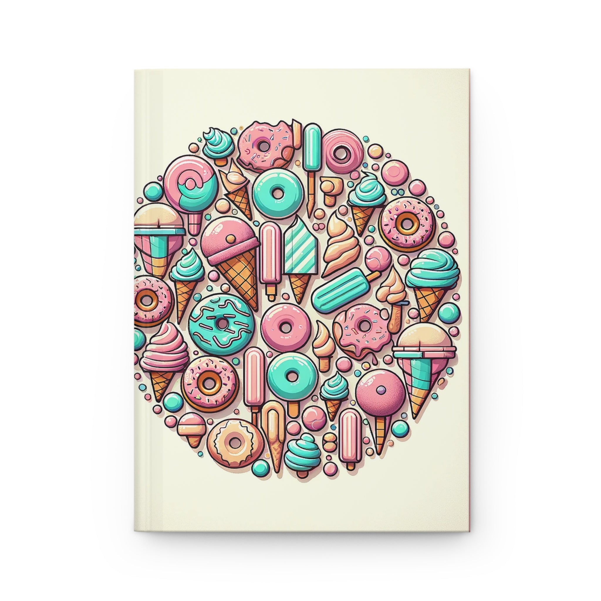 Circle of donuts and ice cream - Hardcover Notebook