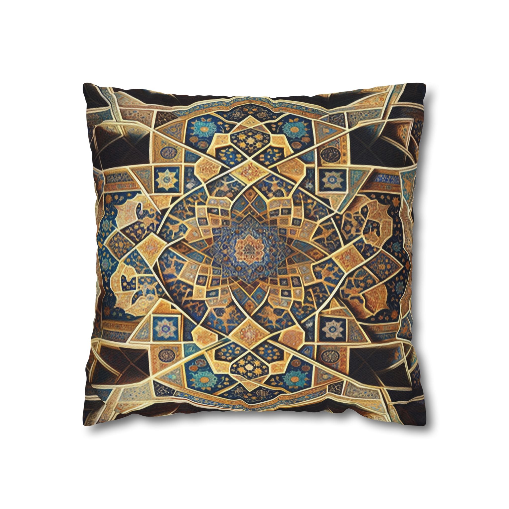 Persian Art, yellow-brown - Polyester Square Pillowcase