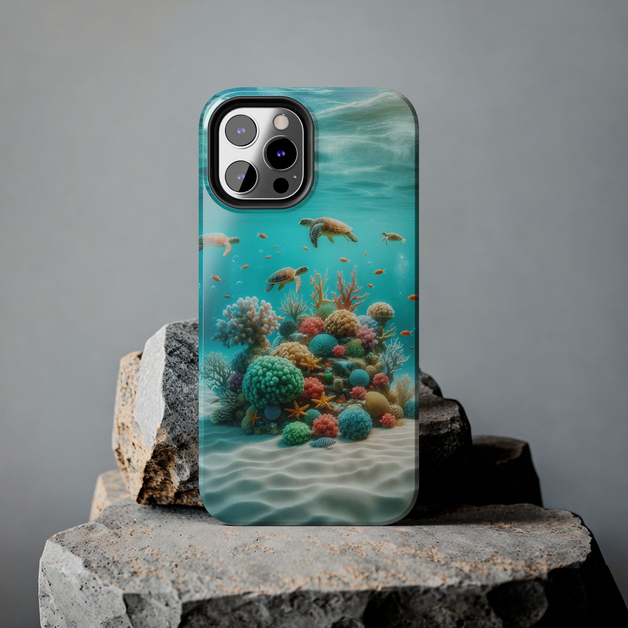 Phone Cases - Turtles on Coral Reef Design