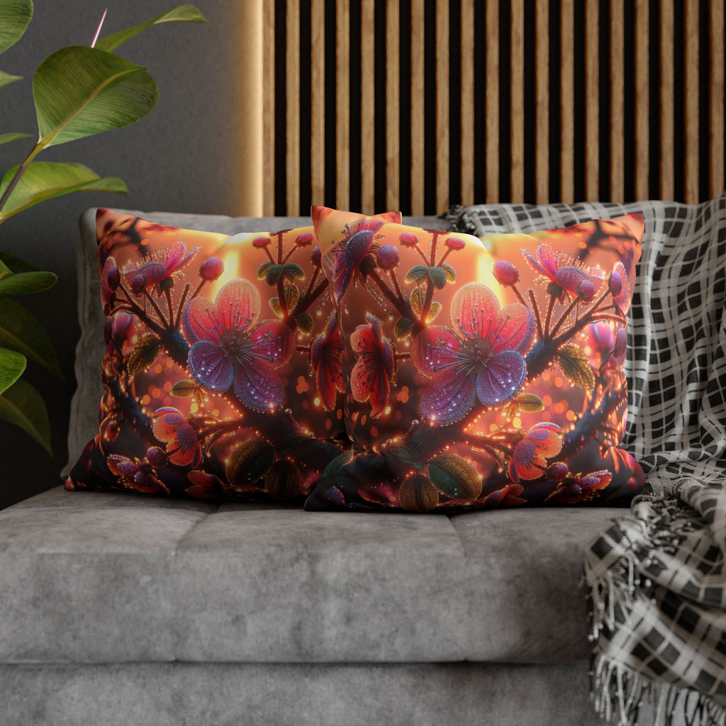 Pink diamond flowers - Suede Square Pillowcase