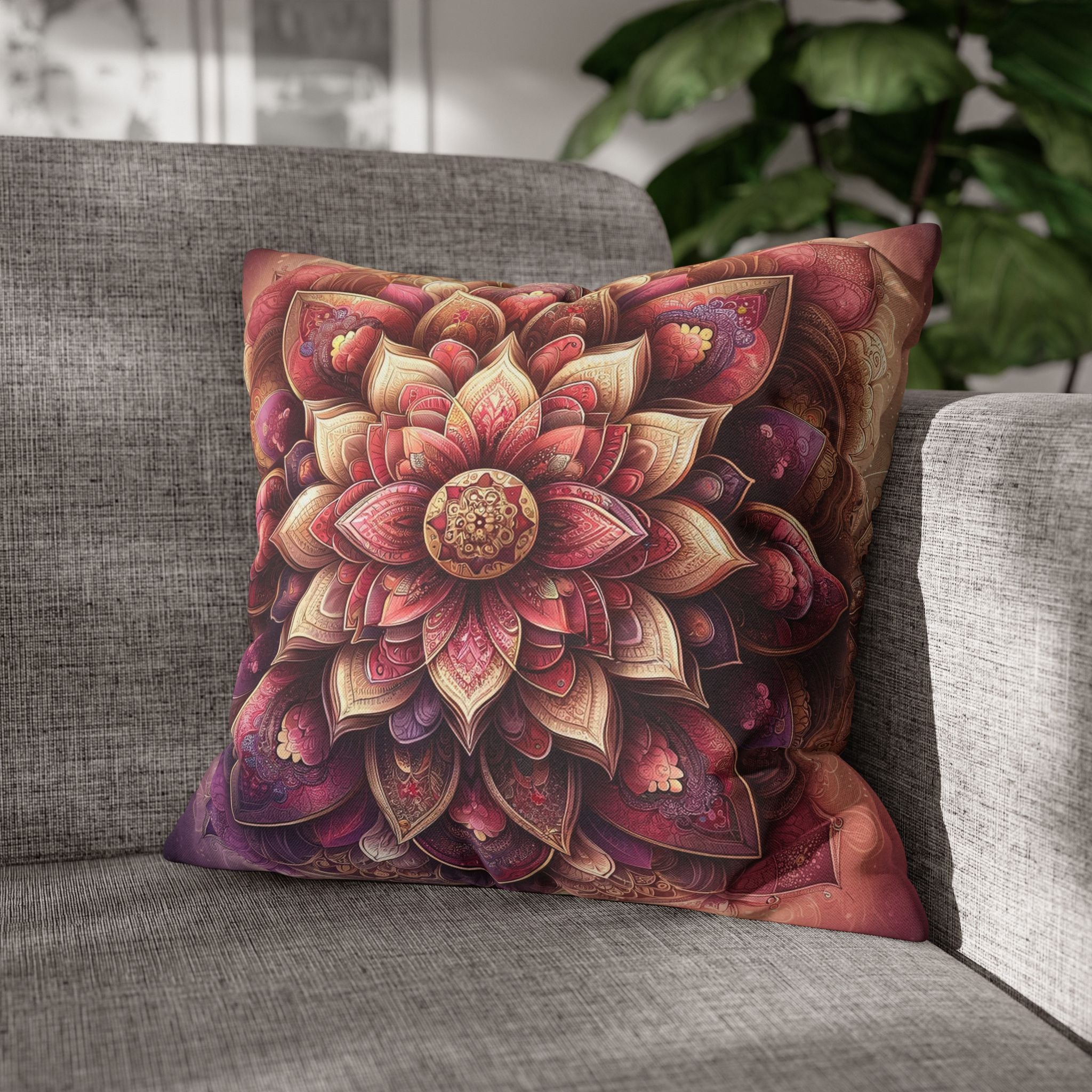 Mandala - Pink design - Spun Polyester Square Pillowcase