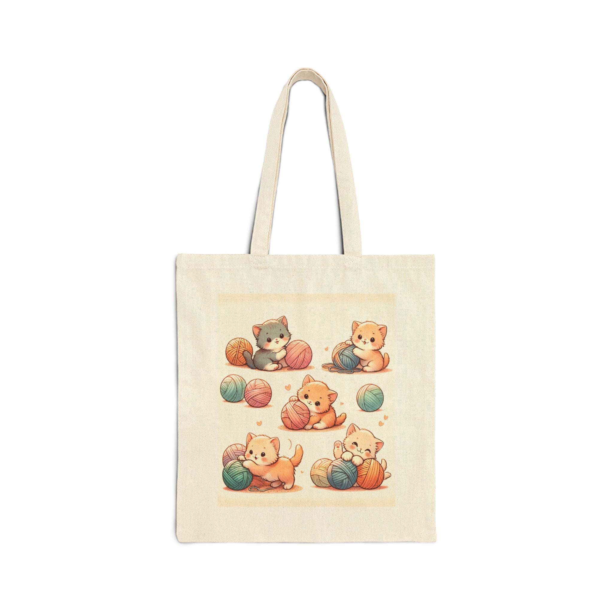 Cute Cat Tote Bag - Cotton Canvas Tote Bag