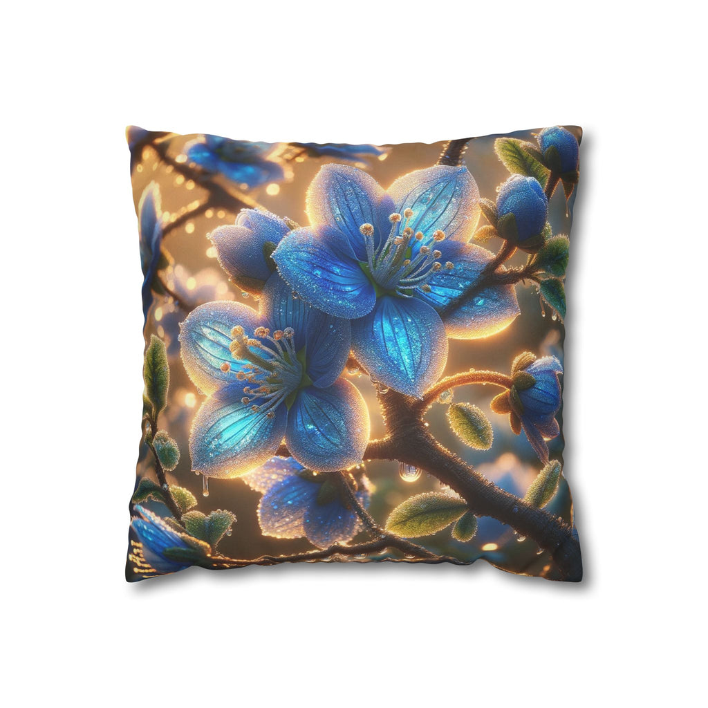 Large blue flowers  - Suede Square Pillowcase