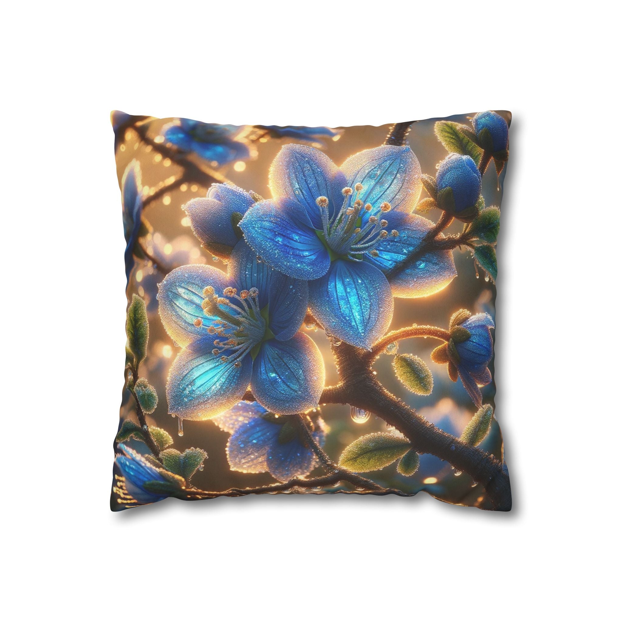 Large blue flowers  - Suede Square Pillowcase