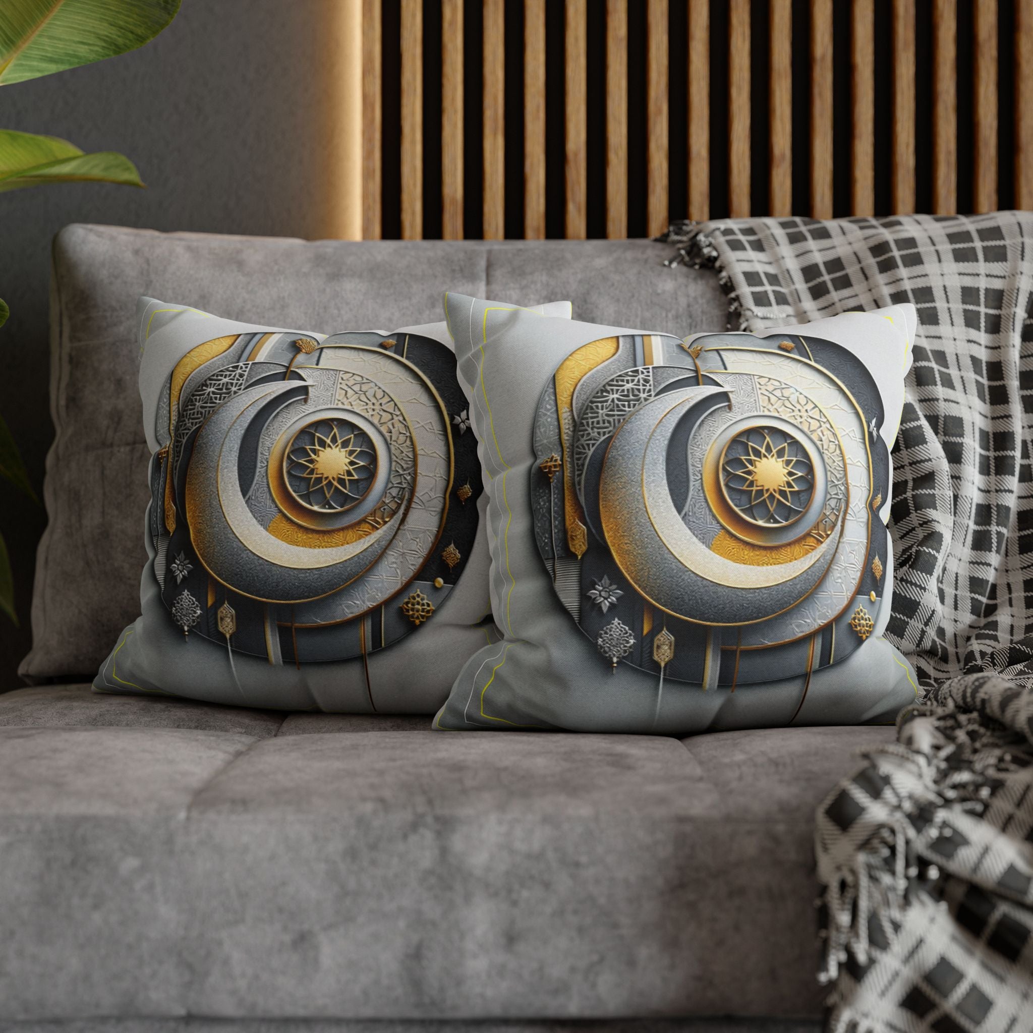 Islamic Art, Light-grey  - Polyester Square Pillowcase