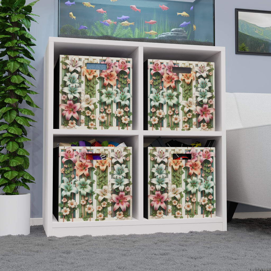 Lilies on green patterns - Storage Box