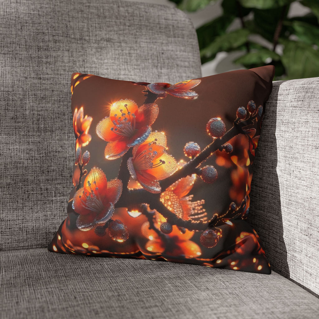 Orange-red flowers - Suede Square Pillowcase