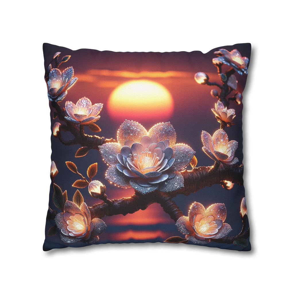 White flowers in the night - Polyester Square Pillowcase