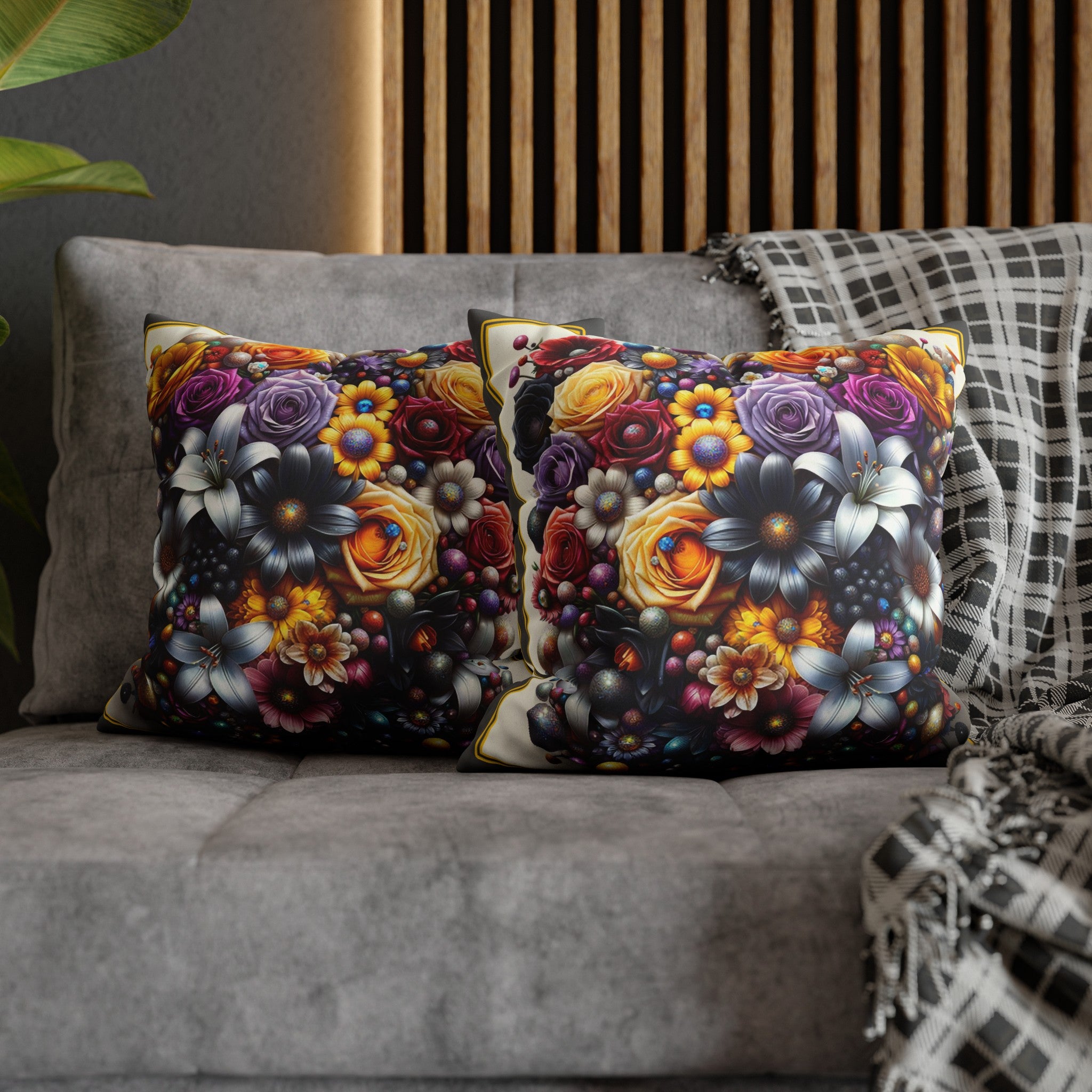 Colourful Bouquet (3) - Suede Square Pillowcase