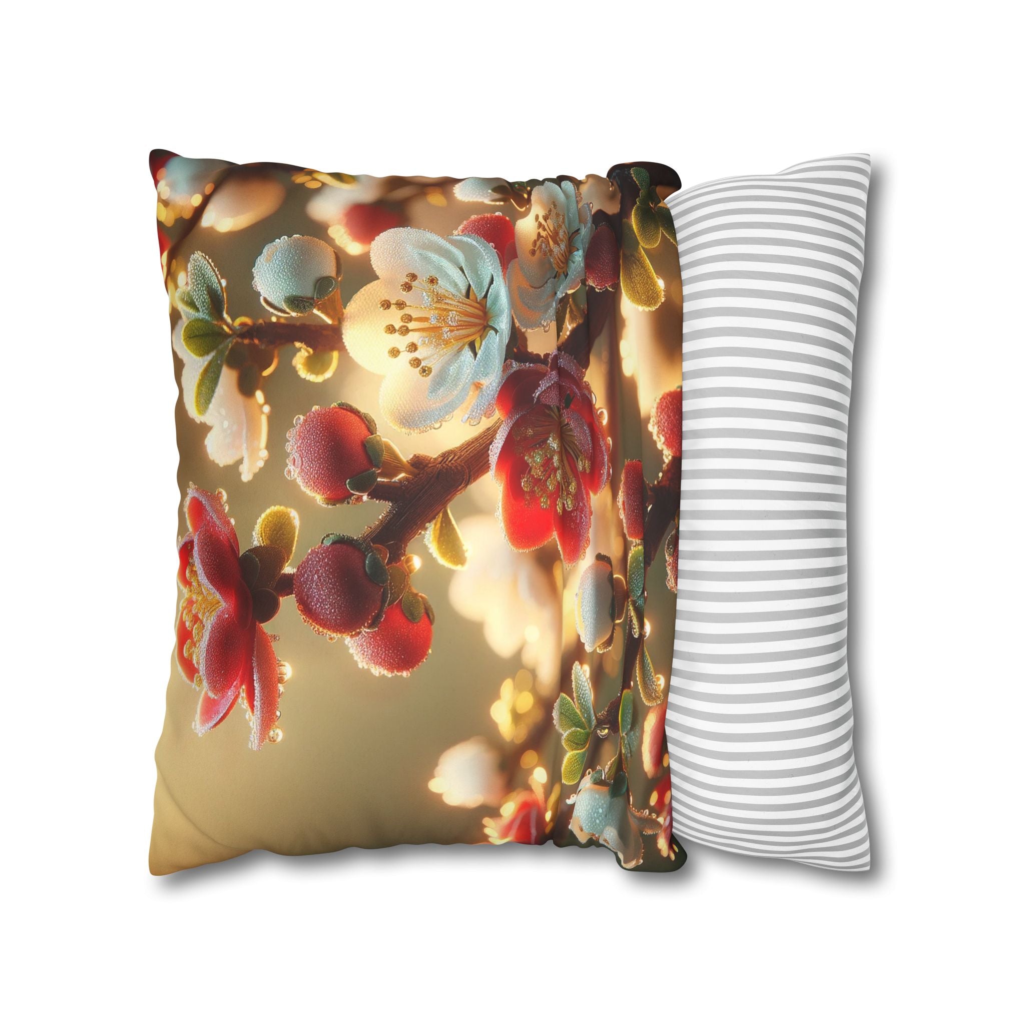 Red and white flowers - Suede Square Pillowcase