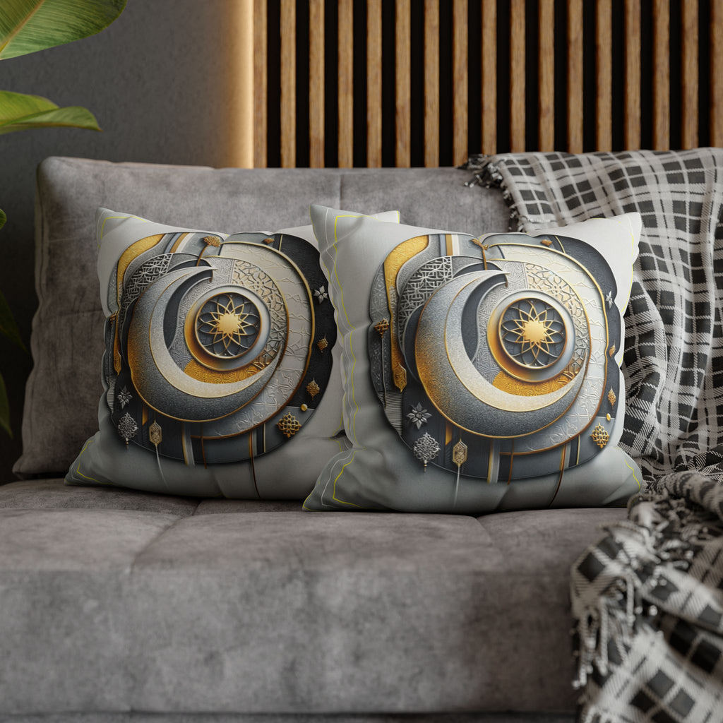 Islamic Art (gold, silver and grey) - Suede Square Pillowcase