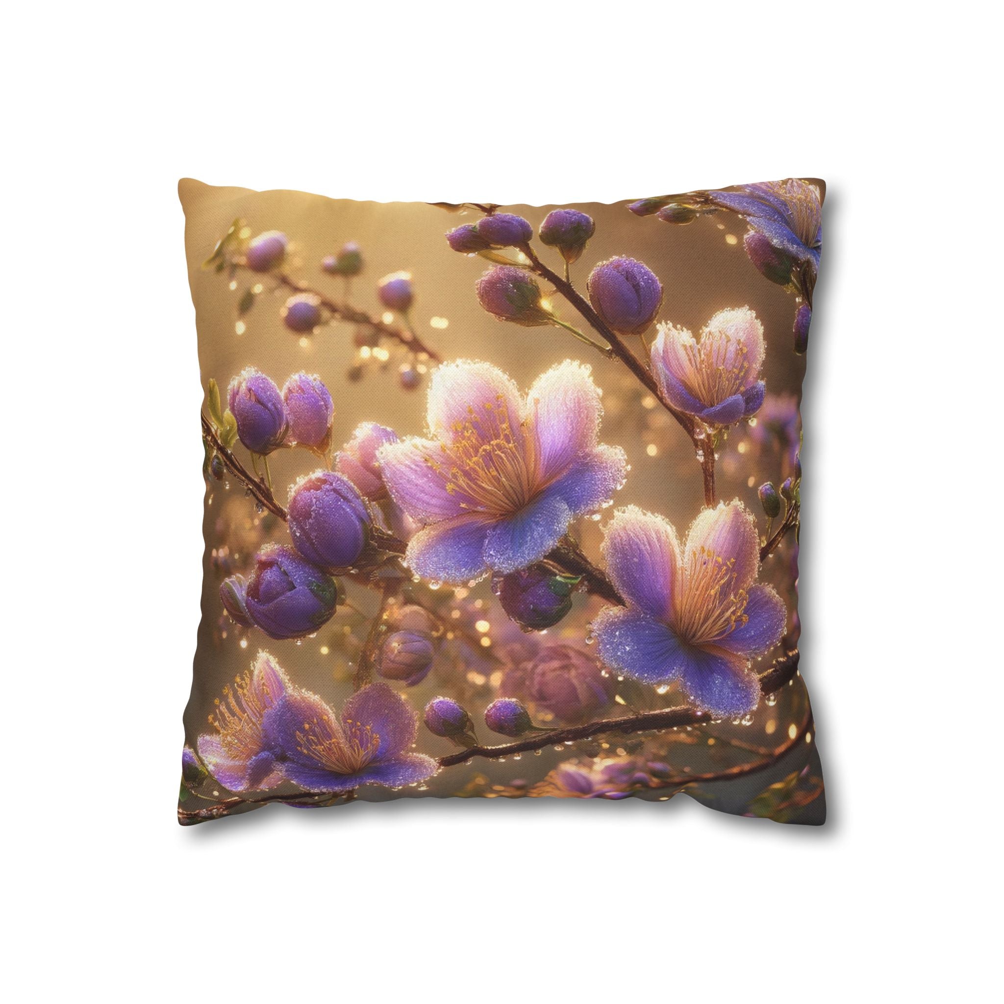 White-lavender flowers - Polyester Square Pillowcase