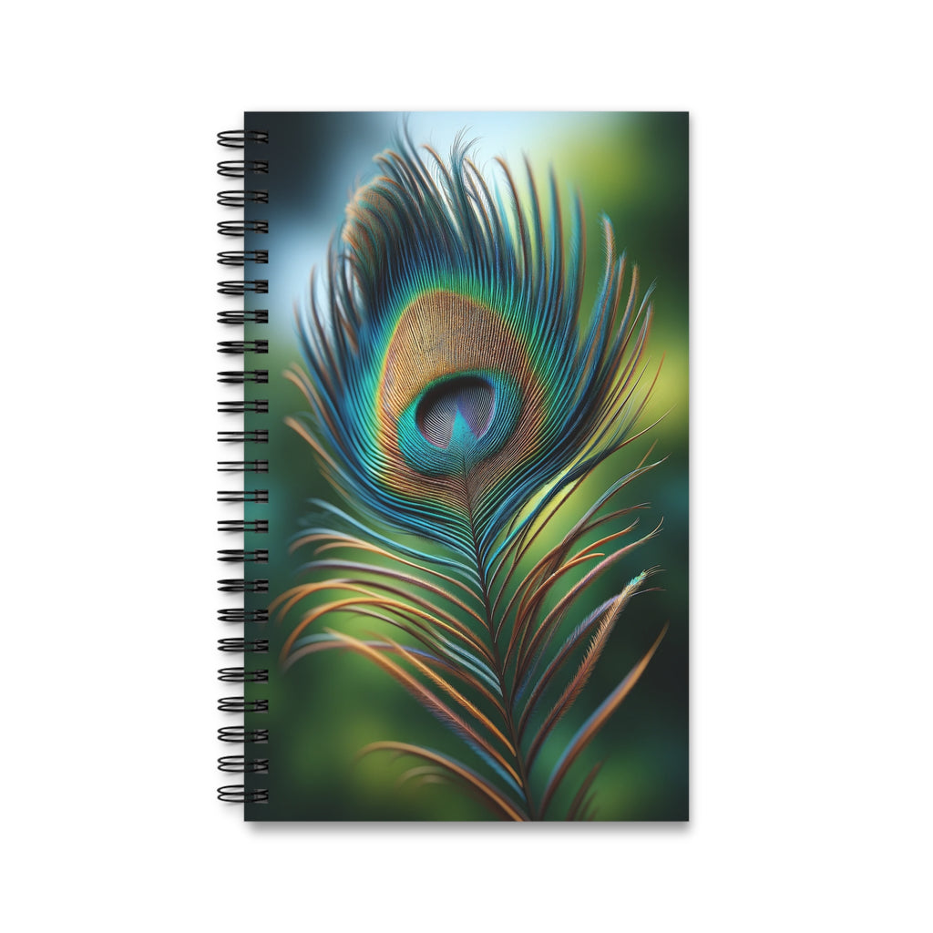 Fantasy Peacock Feather Blue-green (2) - Spiral Journal