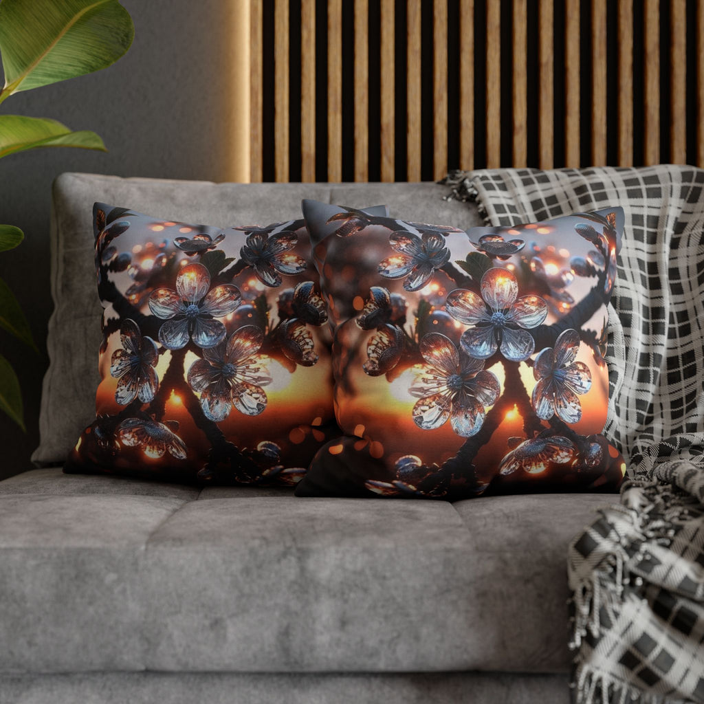 A branch full of white flowers - Polyester Square Pillowcase