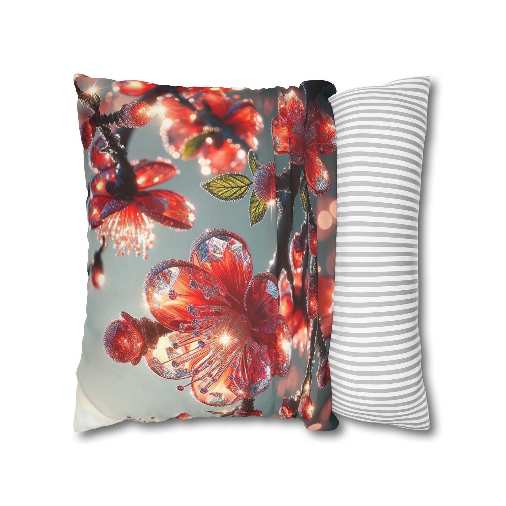 Red diamond flowers (at sunrise) - Suede Square Pillowcase