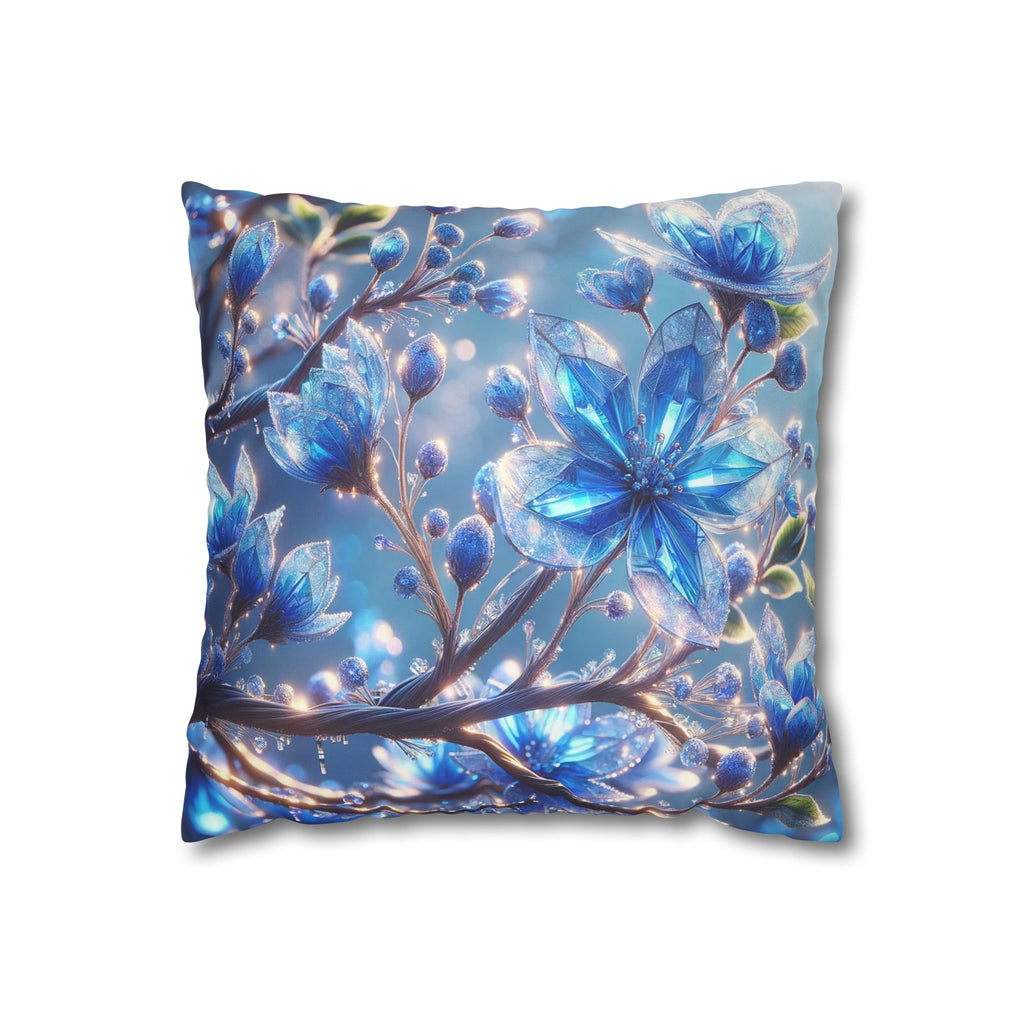 Blue, diamond flowers (with blue background) - Suede Square Pillowcase