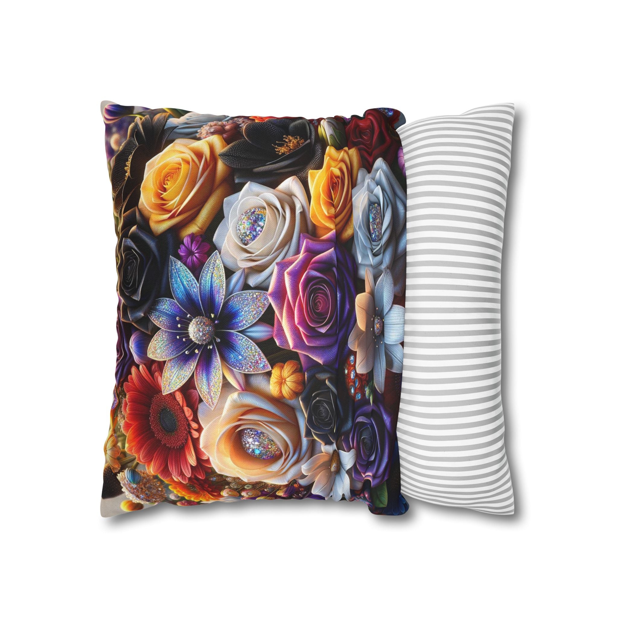 Colourful Bouquet (big flowers) - Polyester Square Pillowcase