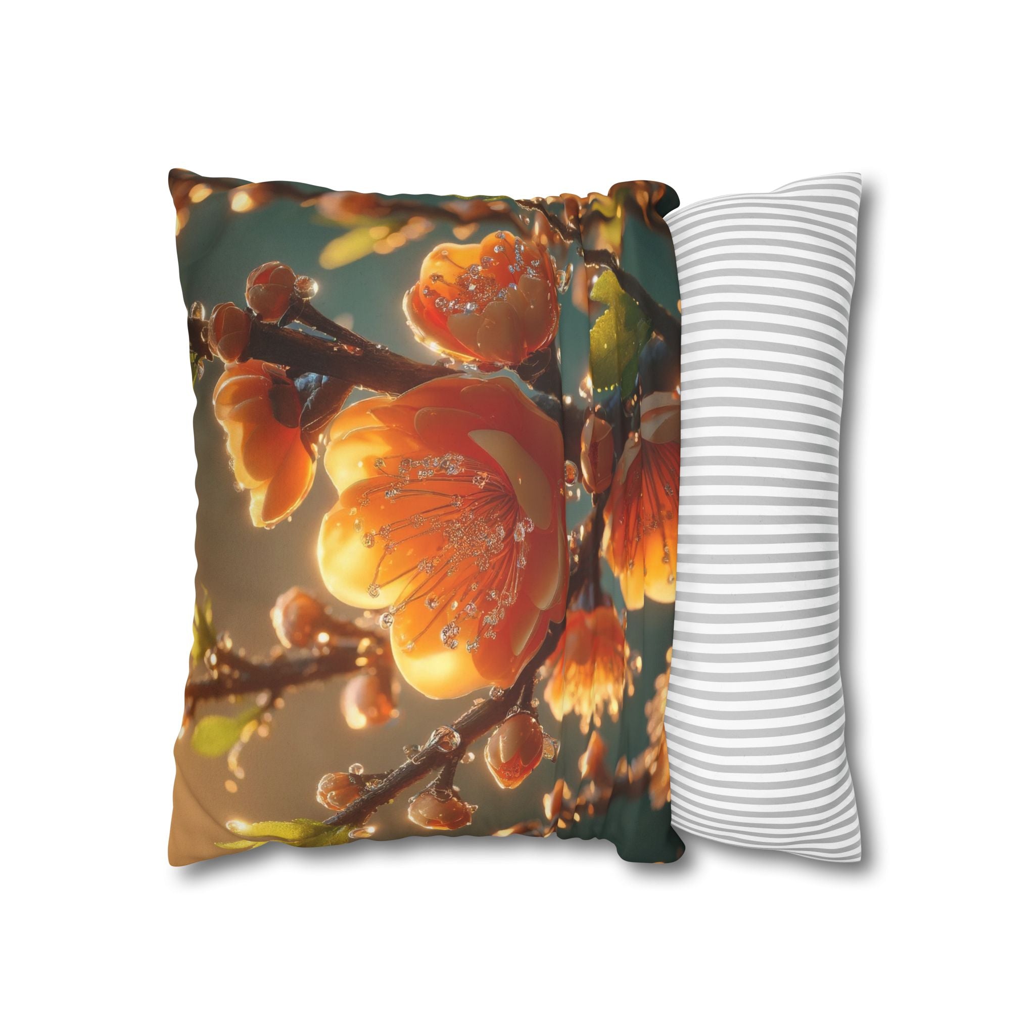 Orange coloured flowers  - Suede Square Pillowcase