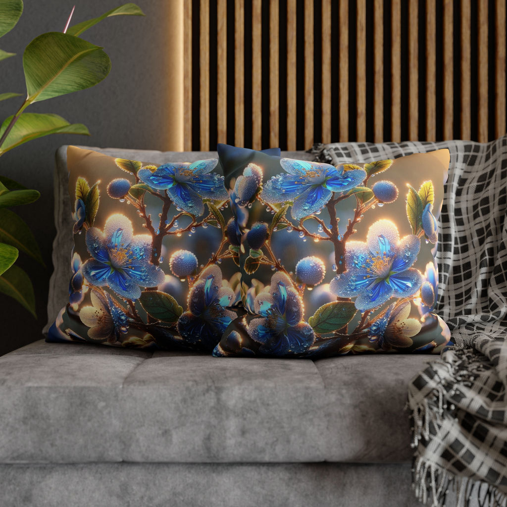 White-blue flowers - Suede Square Pillowcase