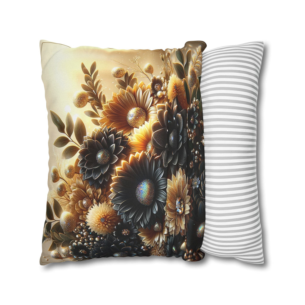 Black-golden Bouquet (2) - Polyester Square Pillowcase