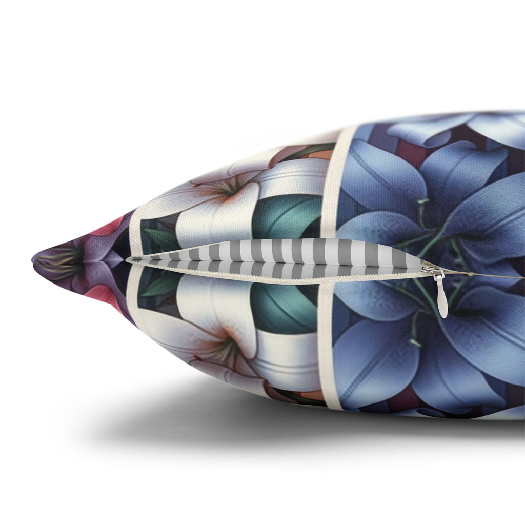 Pastel coloured Lilies in columns - Polyester Square Pillowcase