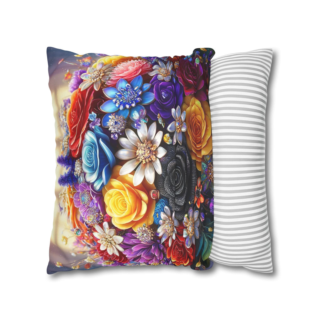 Bouquet of colourful flowers (in the sun) - Suede Square Pillowcase