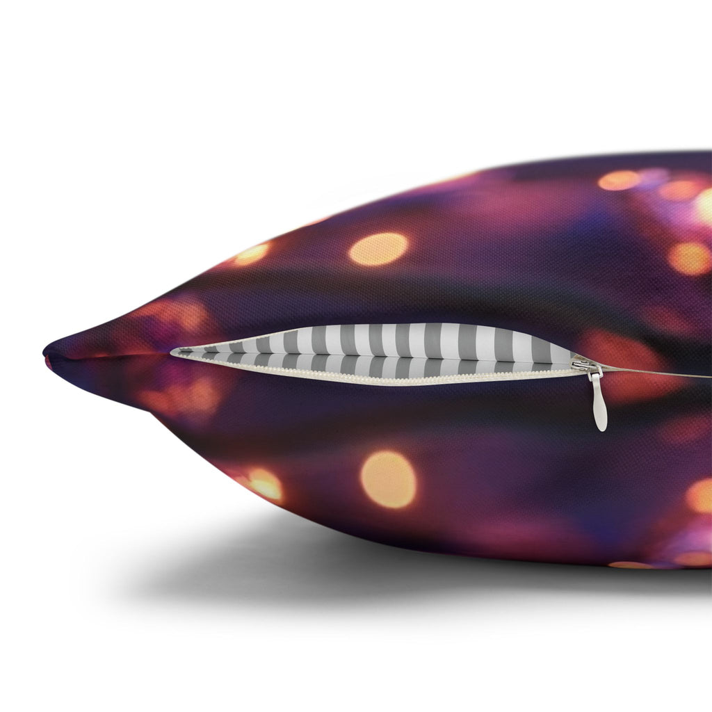 Purple diamond flowers (in sunset) - Polyester Square Pillowcase