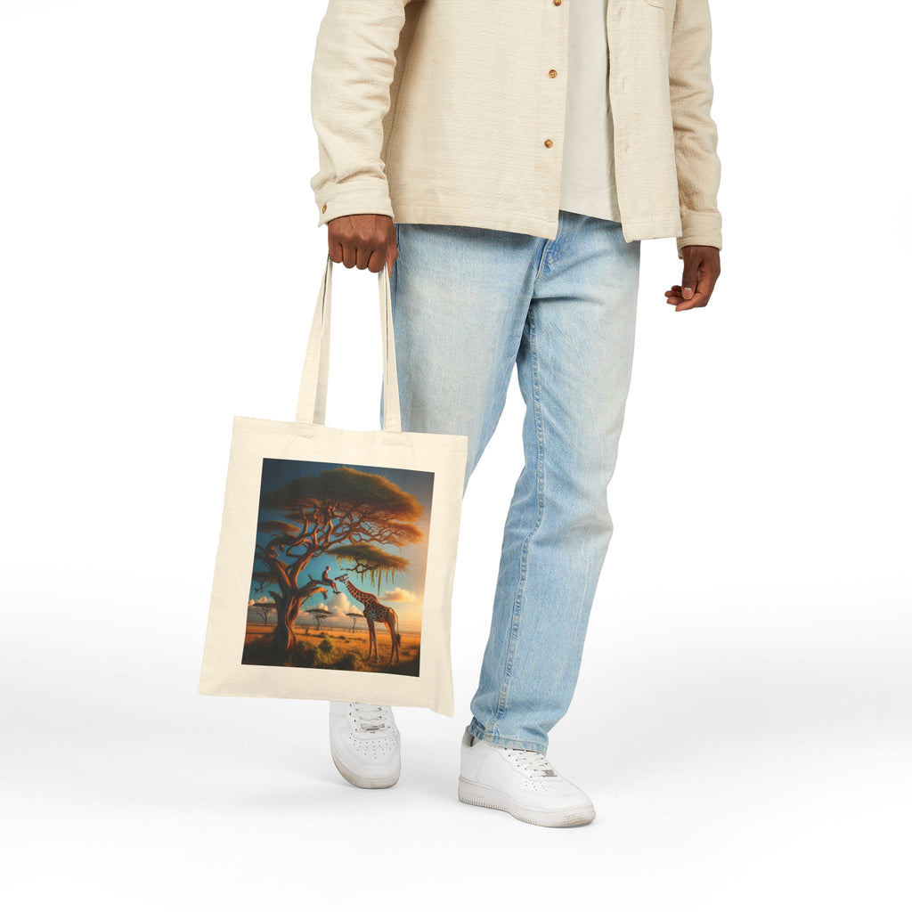 African Sunset Giraffe - Cotton Canvas Tote Bag